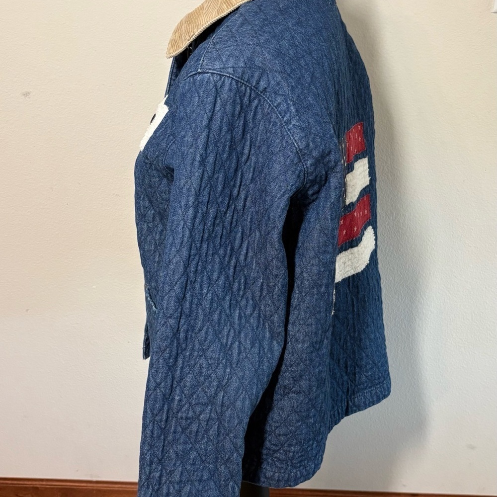 VTG Haiks Size L Quilted Denim Blue Jean Chore Coat Country American Corduroy - Picture 3 of 10
